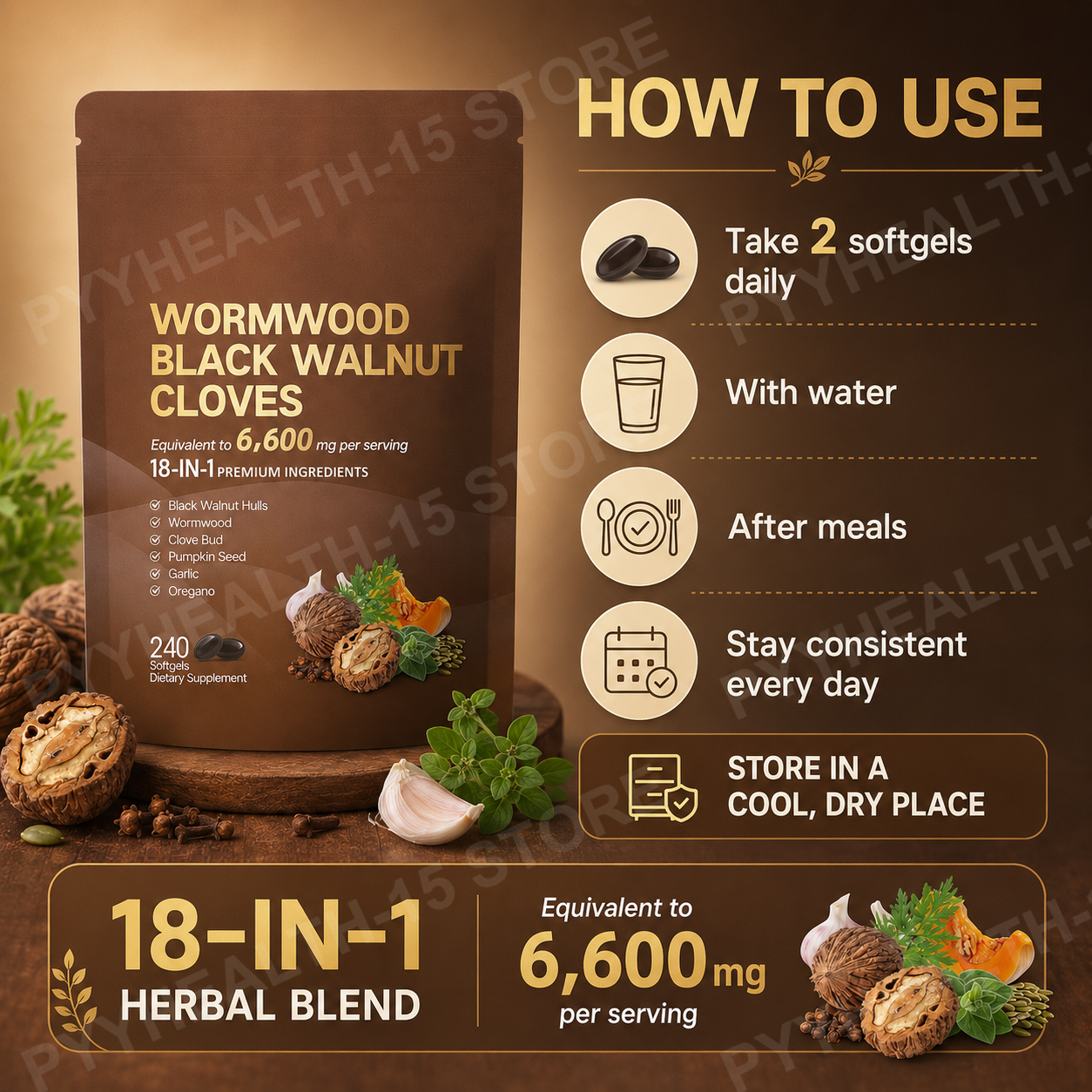 18-in-1 Wormwood Black Walnut  - Herbal Wellness For You avis et prix